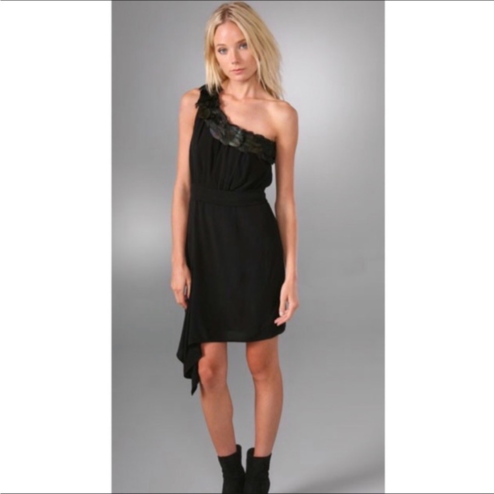Black Halo One-Shoulder Black Dress